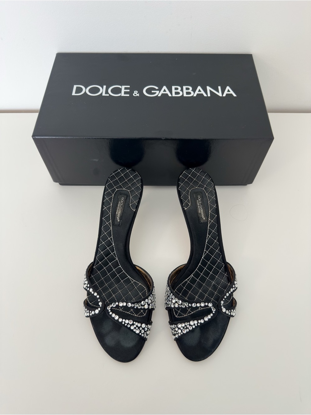 Dolce & Gabbana Satin Crystal Sandals